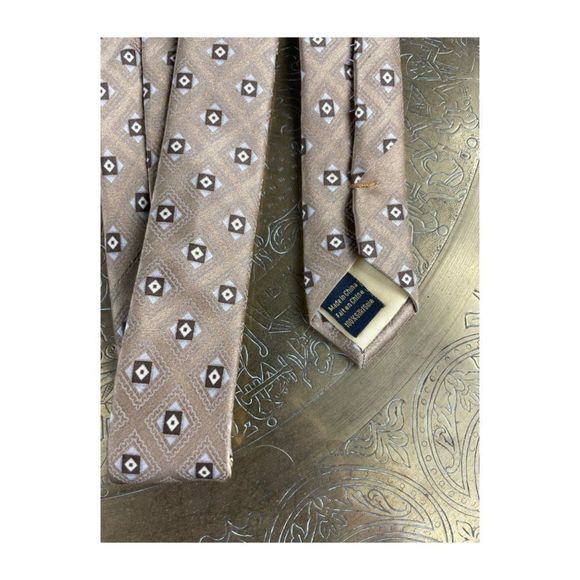 Donald Trump Signature Silk Neck Tie Gold Brown Geometric - Picture 5 of 5